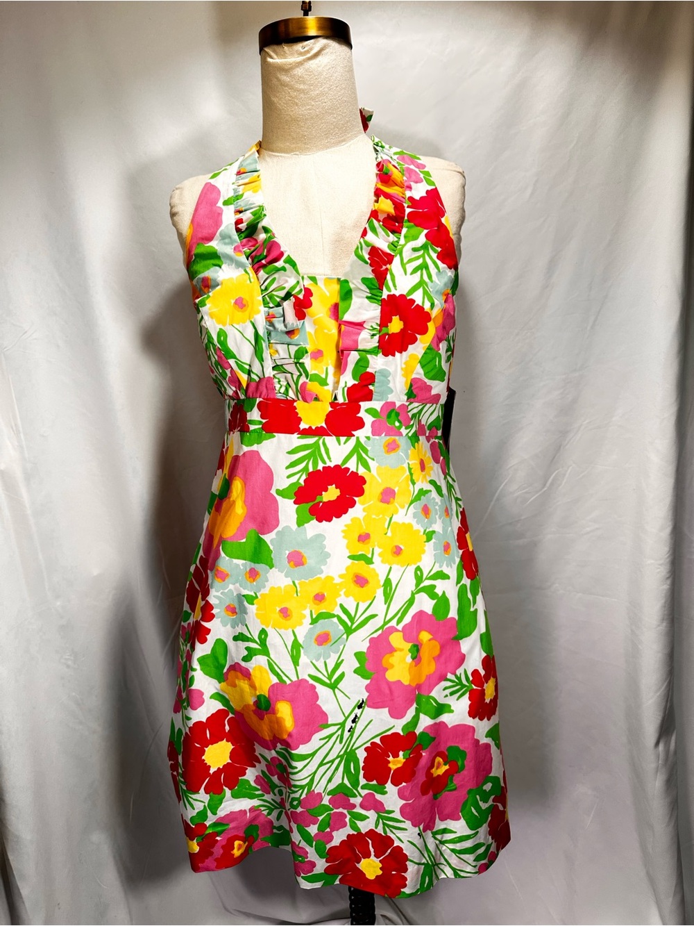 Lily Pulitzer Bright Floral Halter Mini Dress in Pink, Red & Yellow NEW